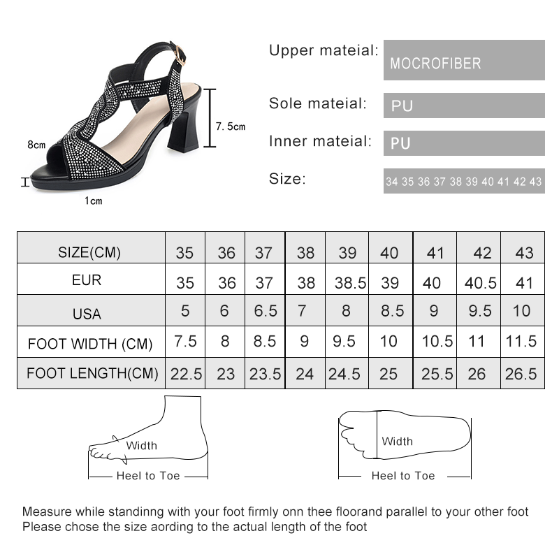 AIYUQI Sandals Women Summer Sandals Women Open Toe Rhinestone High Heels Roman Shoes Women