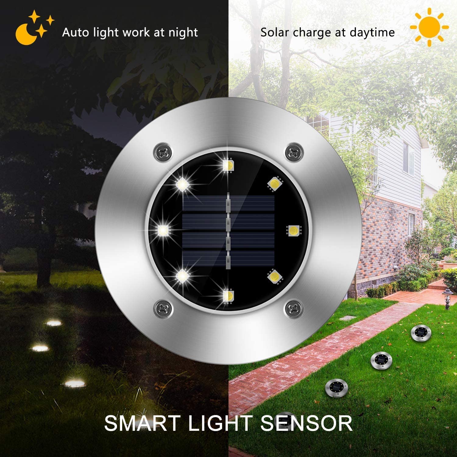 1/4/8 Stuks Solar Led Lampen In Grond Tuin Pathway Waterdichte 8Led Dek Licht Voor Huis Yard oprit Gazon Road Outdoor Decoratie