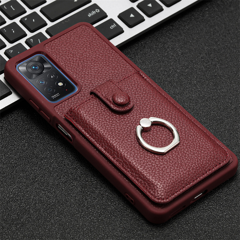 Étui portefeuille en cuir de luxe pour Xiaomi Redmi Note 11 11S 4G, fente pour carte, anneau de support, pour Redmy Note11 Note 11E Pro 11Pro: Denim / BLEU CIEL