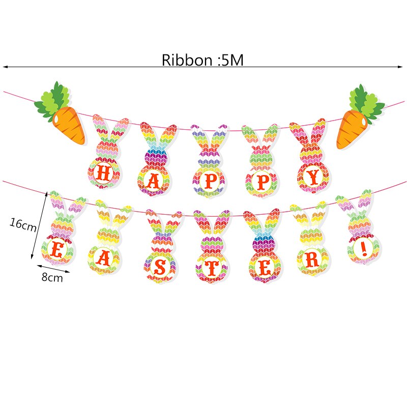 Multiple Styles Happy Easter Decor Banner Cute Easter Bunny Egg Paper Garland For Home Hanging Bunting Easter Day Party Supplies: C01