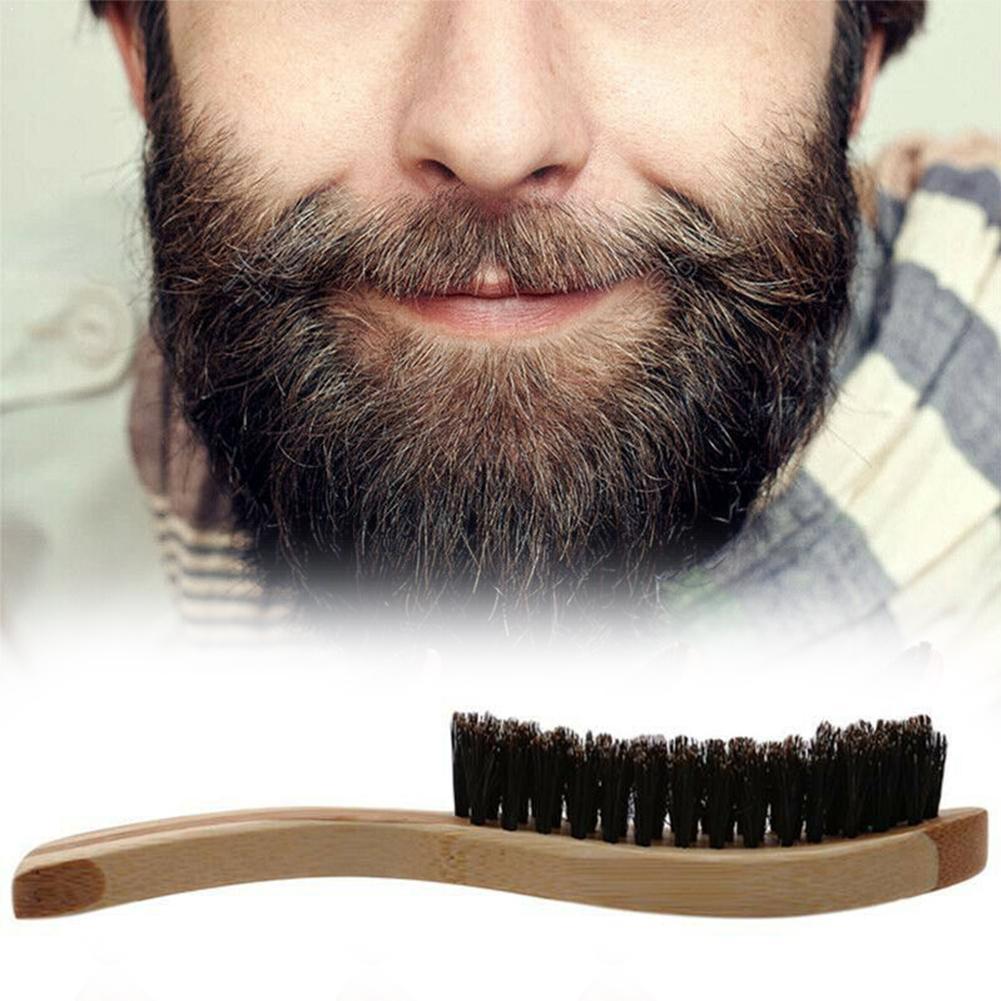 Brosse Barbe Et Moustache En Soies De Sanglier - Poils Naturels, Manche En Hêtre Couleur Café
