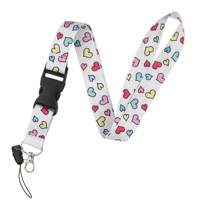 CA235 petit amour mignon longes pour porte-clés carte d'identité passe téléphone portable USB porte-Badge accrocher corde Lariat lanière 1 pièces: white