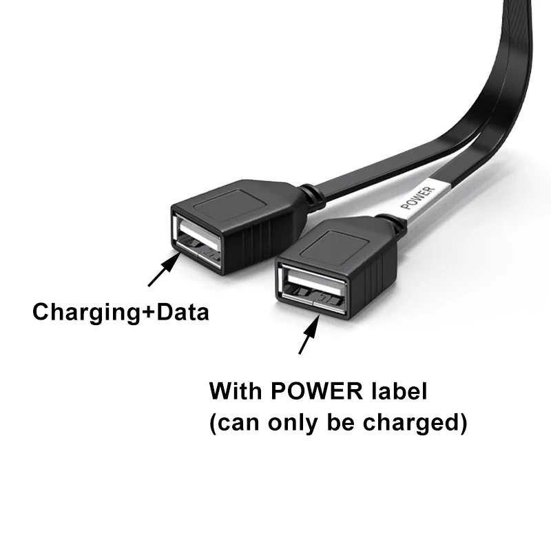 USB 1 to 2 Elbow Computer Extension Cord 65W Fast Charging Flat Data Cable 10/20cm Mobile Phone Car Expander Carplay Splitter