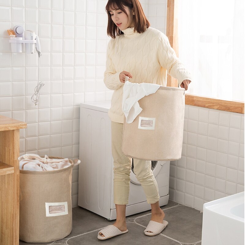 Storage Basket Natural Jute Dirty Cloth Collect Bag Laundry Bag Basket Cloth Storage Folding Organizer Waterproof Storage Box