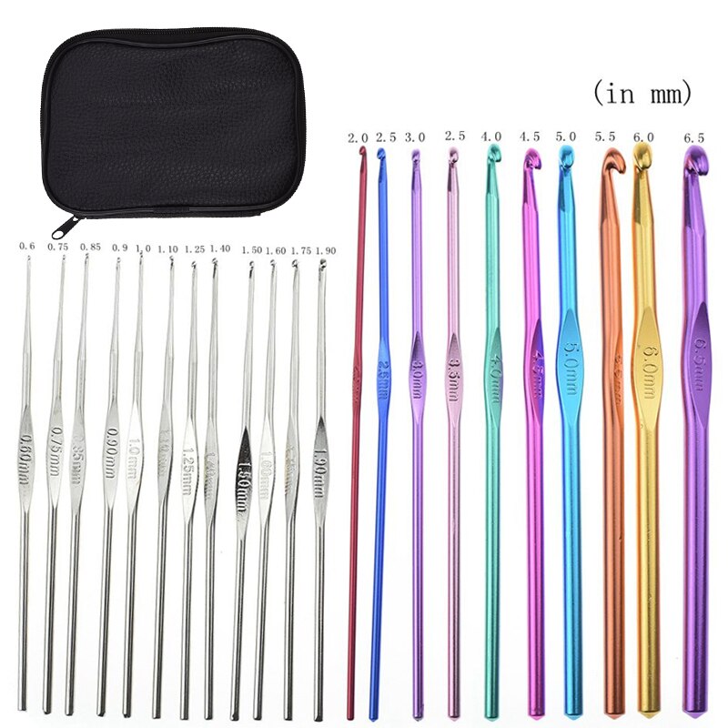 Premium Crochet Hooks Set With Case 35 Styles Knitting Needles Set DIY Needle Arts Craft Scissors Stitch Markers Sewing Tools: CH002 Black