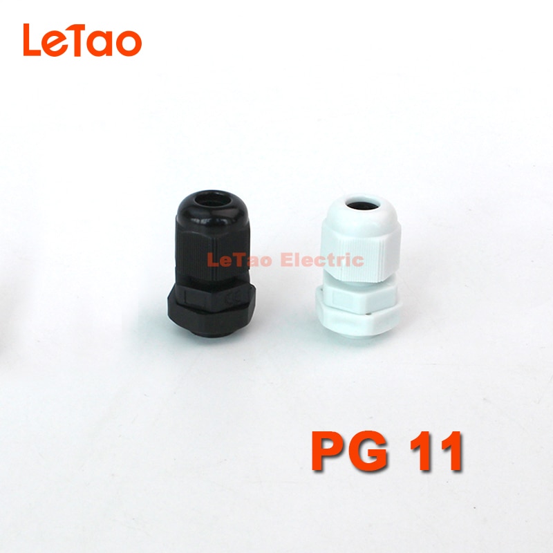 10 Stks/partij PG11 Nylon Waterdichte Wartel Plastic Connector IP68 Schroefdraad Entry Elektrische Gezamenlijke Zwart Wit Voor 5-10mm