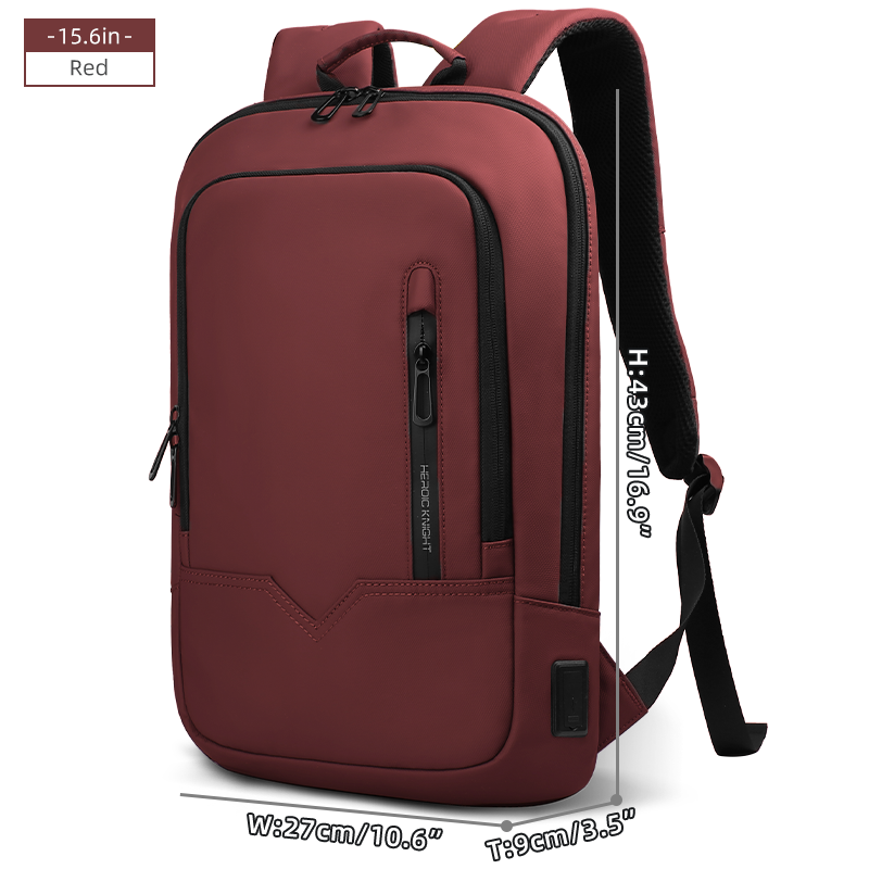 Mochila de trabajo para ordenador portátil Heroic Knight, mochila delgada impermeable multifuncional de 15,6 "17", mochila de viaje de negocios, bolso escolar de para hombre: Rojo