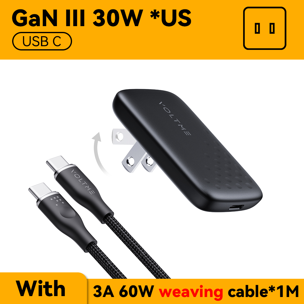 VOLTME GaN 65W cargador USB C ultrafino carga rápida 5,0 PD3.0 cargador de carga rápida cargador de teléfono para iPhone 14 Pro Max Macbook: DE
