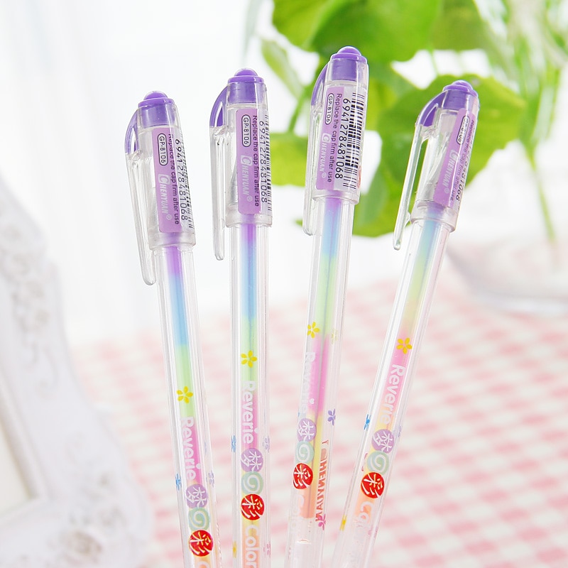4 pcs/set Rainbow pen Six in one 6 colors gel Pen School Office Supplies stationery learning supplie child Marking pen