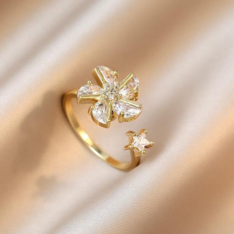 Cdjaime 2022 Draaibaar Anti Stress Angst Ring Windmolen Shape Golden Verstelbare Ringen Voor Vrouwen Mode-sieraden: Windmill