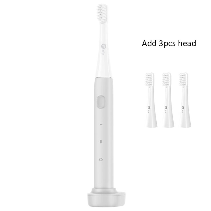 Infly Ultrasonic P20A Electric Toothbrush Adult Whitening Waterproof USB Induction Charging Ultra-long Standby Travel Toothbrush: White 3pcs Head