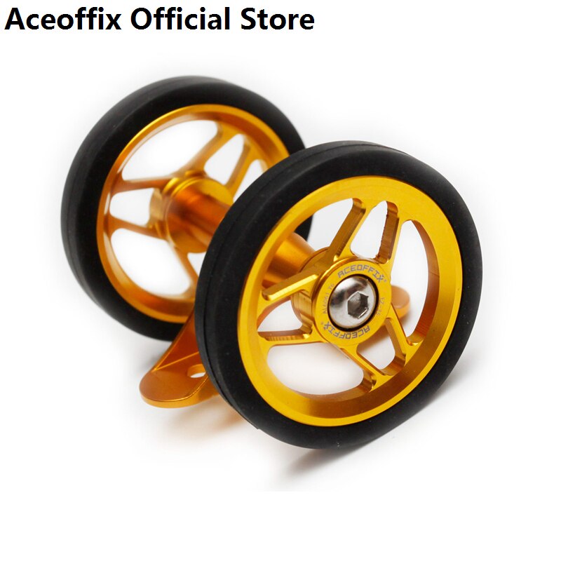 ACEOFFIX-Rodillo de guardabarros de bicicleta plegable 2022, para Brompton, rueda doble Easywheel, 52mm, FE3S: gold
