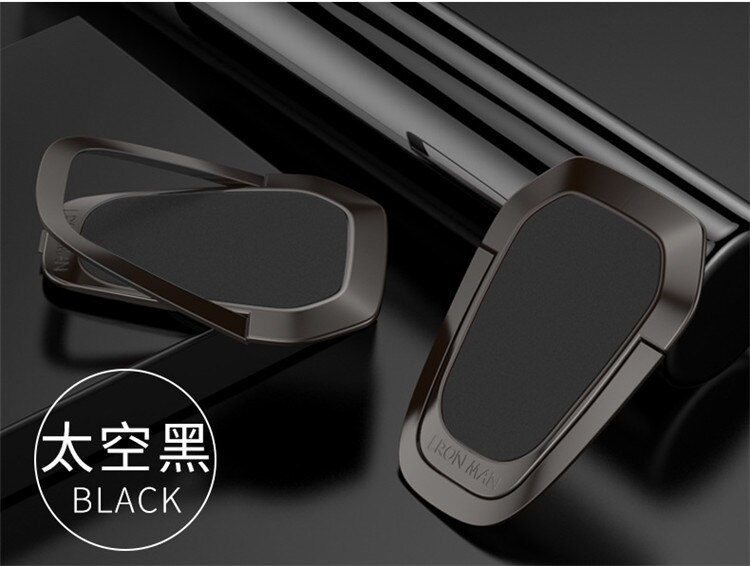 Ultra-sottile Stent di metallo Accessori Del Telefono Mobile Del Supporto Del Basamento di Barretta Anello Magnetico Anello Magnetico Per cute Astuto supporto Del Telefono Delle Cellule: black