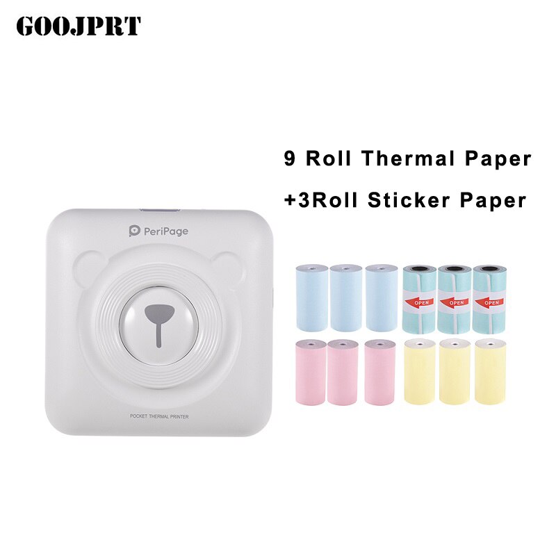 Mini POS Portable Printer Pocket Mobile Thermal Bluetooth 58mm Mini Wireless POS Thermal Photo Printer for Android iOS Phone: W-12Rolls Paper
