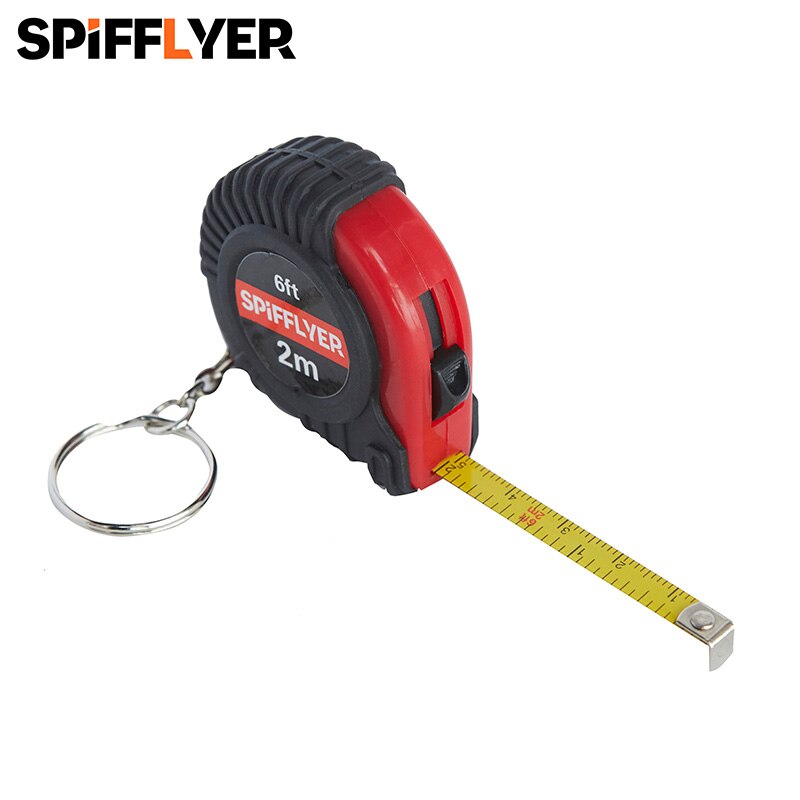 2m 6ft mini måttband infällbar liten nyckelring måttband nyckelring nyckelring ficka bärbar stål mått mätare