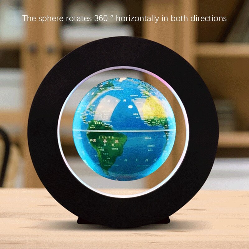 Floating Globe World Map Magnetic Levitation Globes O-Frame LED English Globe For Kids US Plug