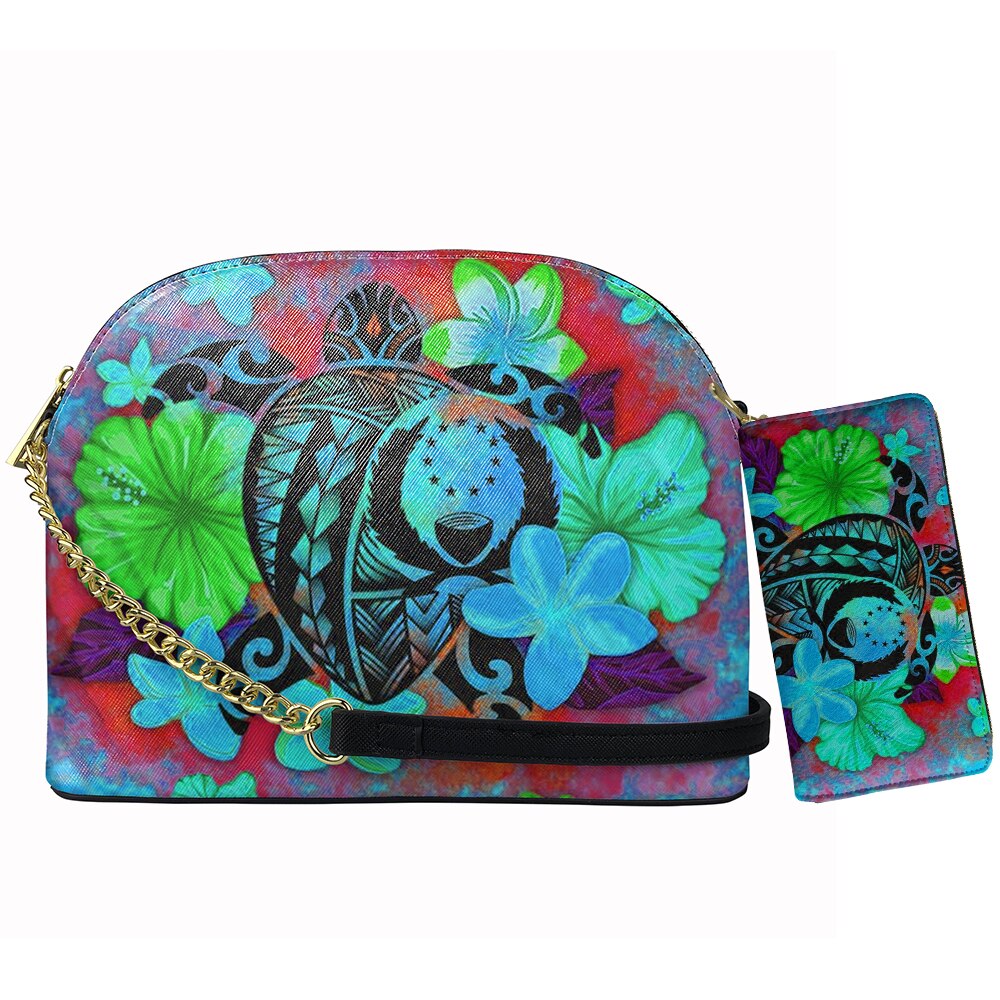 Nopersonality Pohnpei Vrouwen Schoudertas Polynesische Plumeria Gedrukt Luxe Lederen Crossbody Tas En Portemonnee Sac A Main: Bruin / only wallt