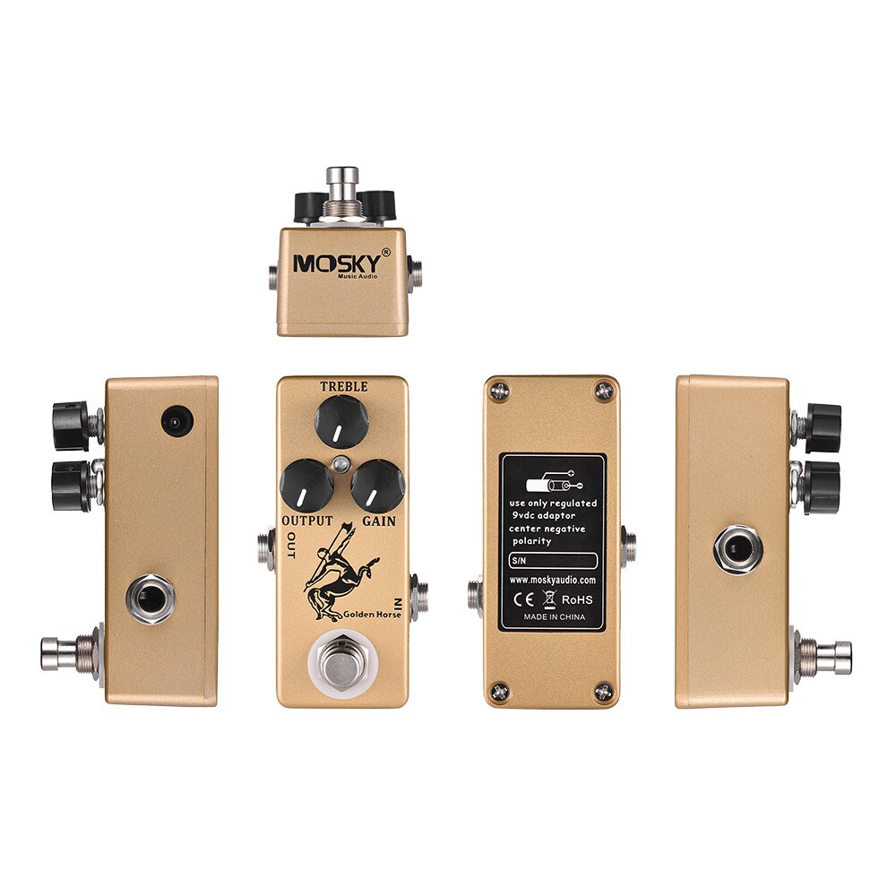 Mosky cheval d'or Klon centaure guitare Overdrive effet pédale coque pleine métal véritable dérivation