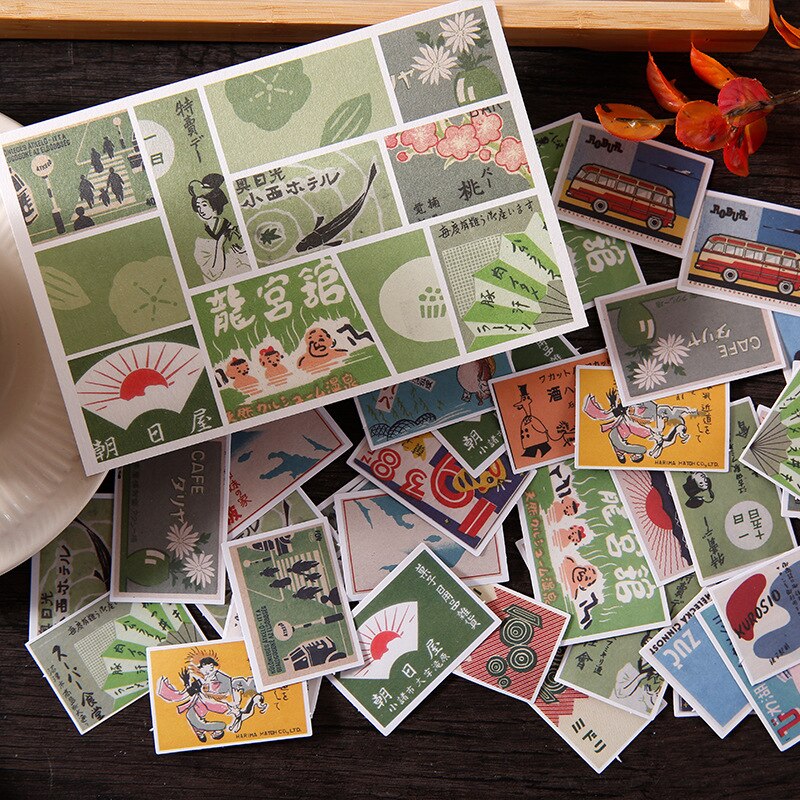 40 Pcs Japan Style Sealing Sticker Japanese Traditional Pattern Adhesive DIY Sticker Decorative Label for Scrapbooking Planner