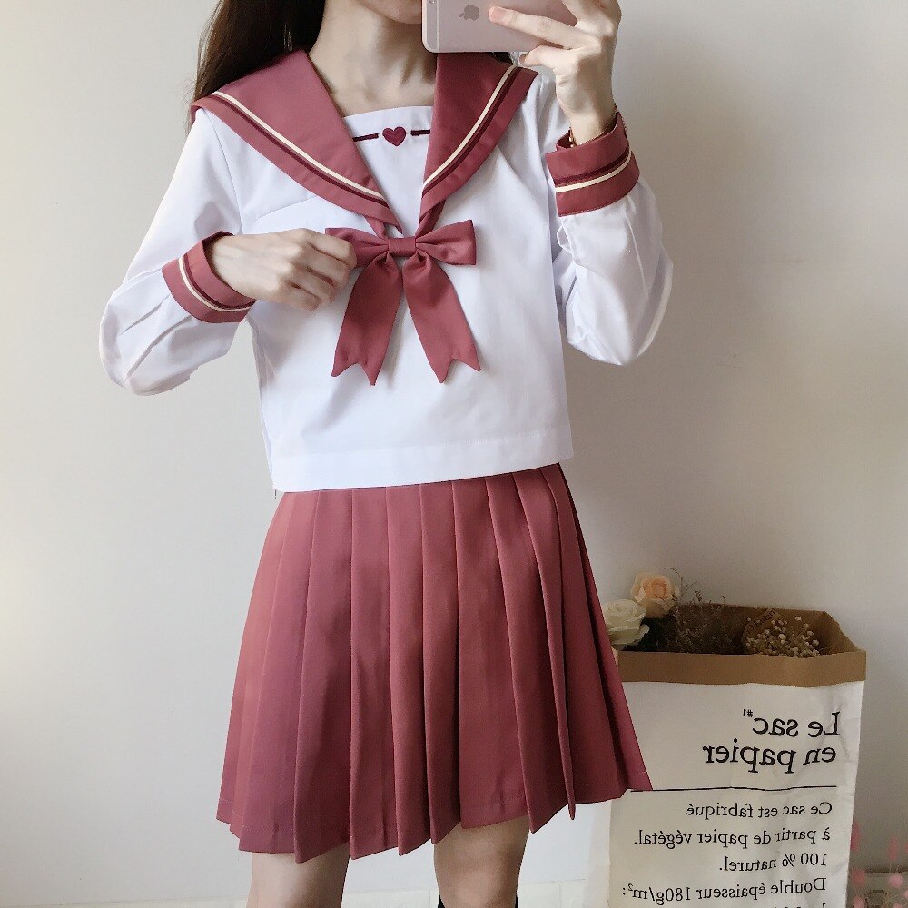 Girls Japanese school uniform skirt JK uniform Class uniforms Sailor suit College wind Suit Female Students uniforms