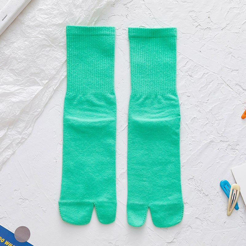Tongs Kimono japonais, sandales à orteils fendus, chaussettes en coton pour hommes et femmes: green