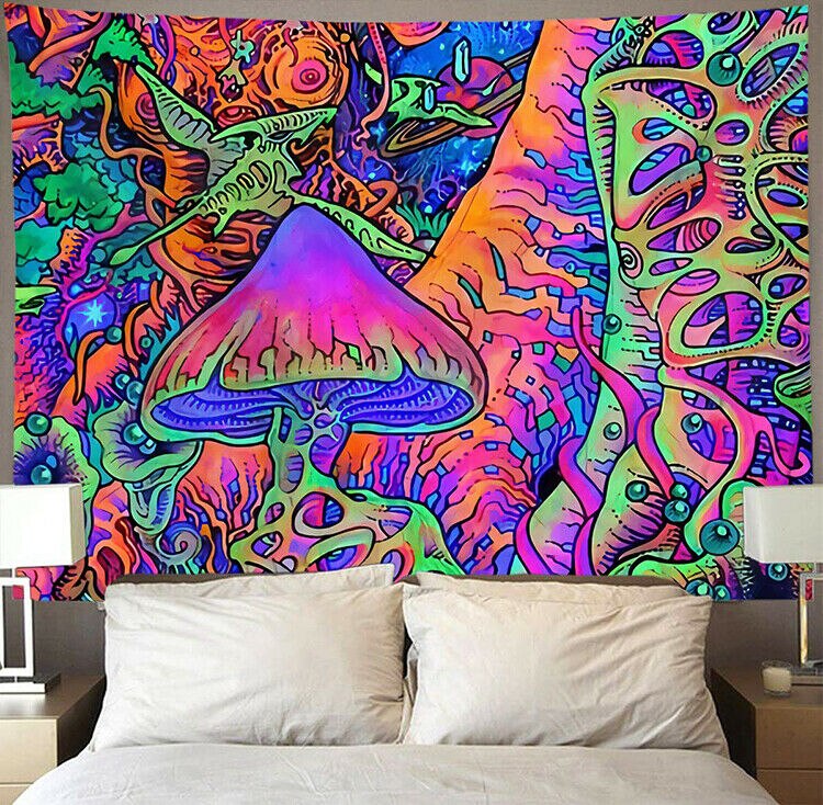 Psychedelic Tapestry Trippy Art Silk Fabric Poster Print Abstract Pictures for Living Room Bed Room Wall Picture Home Decor