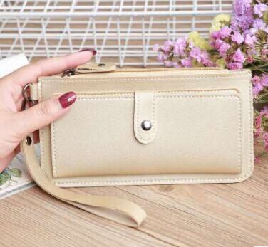 Style Women Casual Solid Clutch Long Wallet Purse Ladies Zipper Hasp Phone Card Holder: E