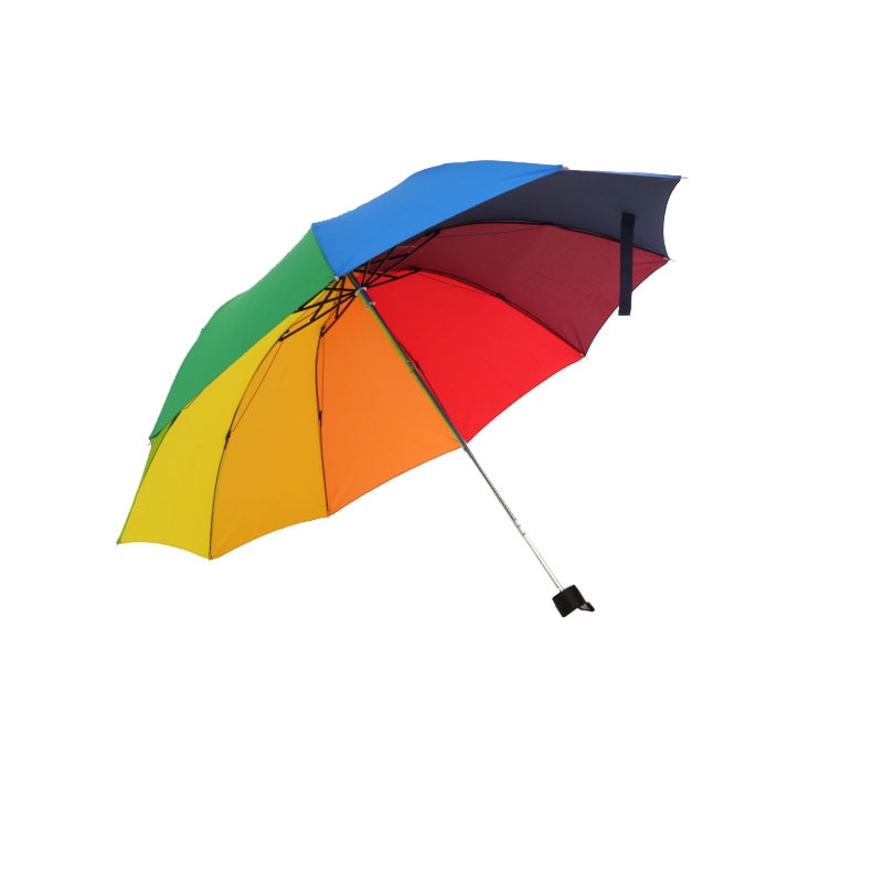 Yiwumart Regenboog Outdoor Drie-Vouwen Opaque Paraplu Voor Vrouwen Beschermen Tegen Wind Regen Draagbare Ultralight Reizen
