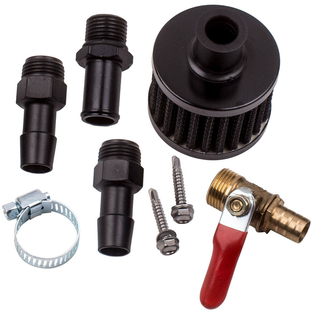 Universal Oil Catch Can Tank 2-Port Baffled Reservoir with Drain Valve Breather Baffled Reservoir Aluminium Carburant