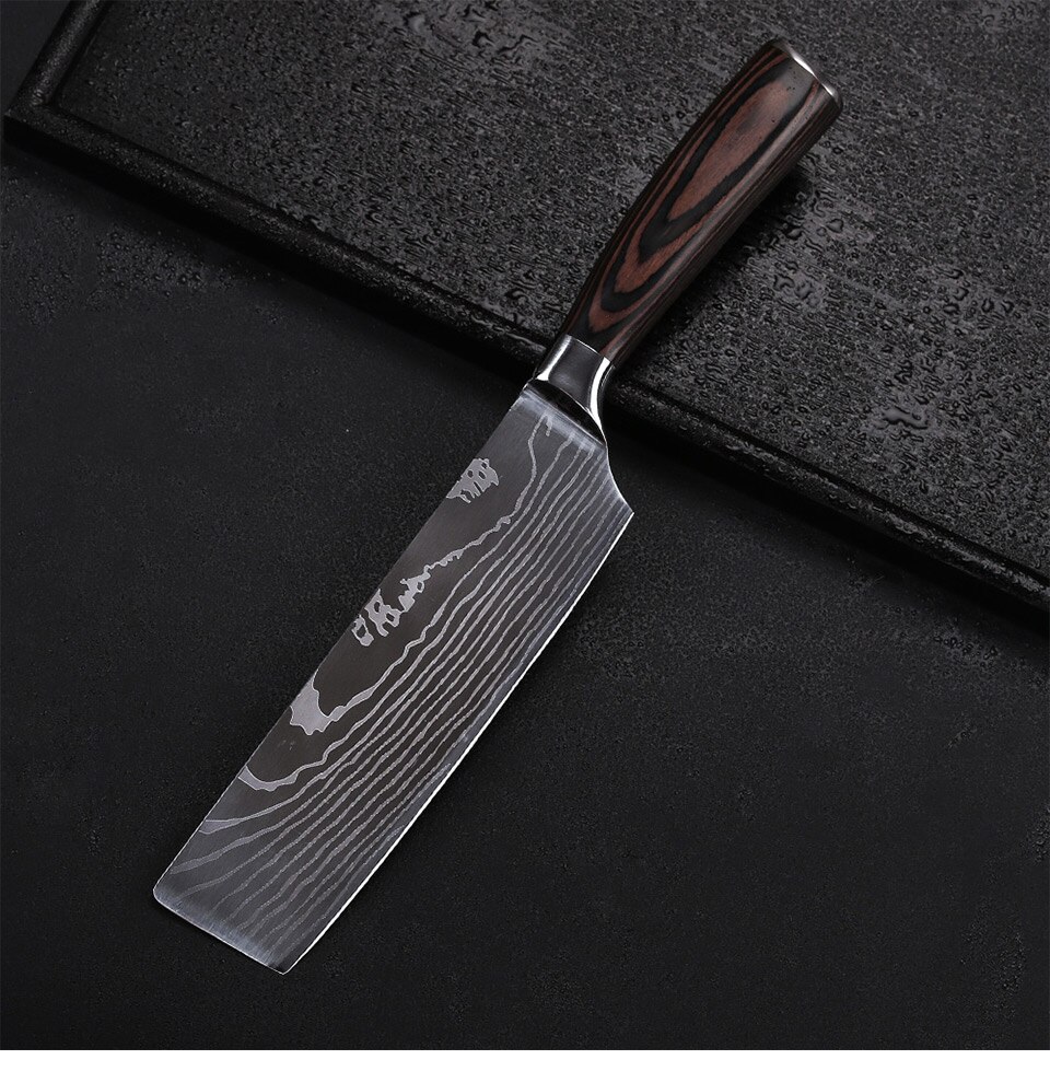 TURWHO 8 inch kitchen knives Imitation Damascus pattern chef knife Sharp Cleaver Nakiri Knives Utility Knives tools