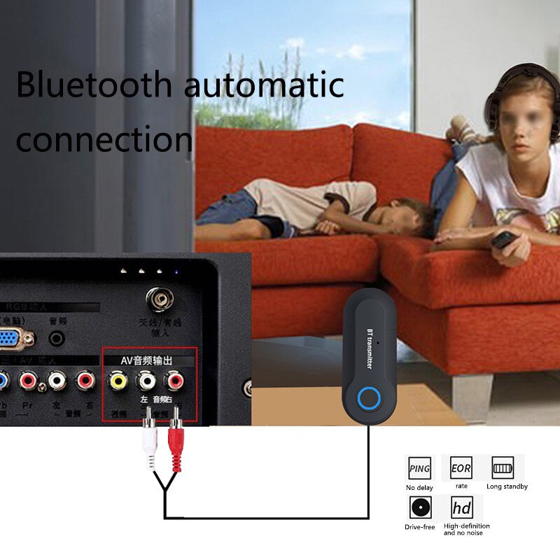 Adaptador de Audio Bluetooth para coche, transmisor de Audio FM Bluetooth para ordenador de TV, transmisor BT, adaptador de TV alimentado por USB