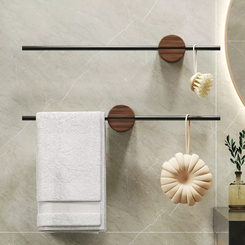 Toallero de madera de 40/50cm, colgador de toallas de baño, soporte para colgar en la pared, espacio de barra de toalla, estante de baño de aluminio, estante de almacenamiento de cocina