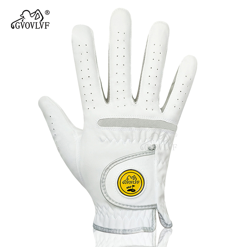 Guante de Golf para hombre, microfibra tela suave, transpirable, cómodo, con marcador magnético reemplazable, 1 unidad: YELLOW / XXXL
