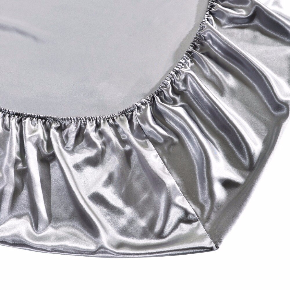 Satin faux silke lakan enfärgad madrass täcker elastiska band lakan us uk enkel tvilling dubbel full queen king size