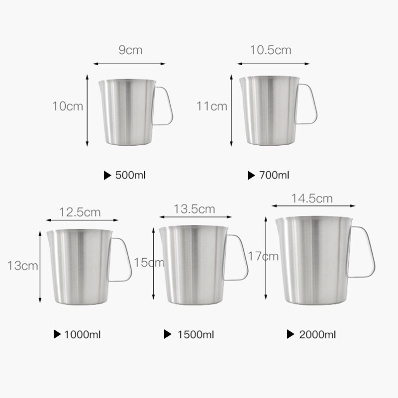 Thick 304 Stainless Steel Measuring Cup Milk Tea Mug with Scale Large Capacity Baking Liquid Measuring Tools Kitchen Accessories