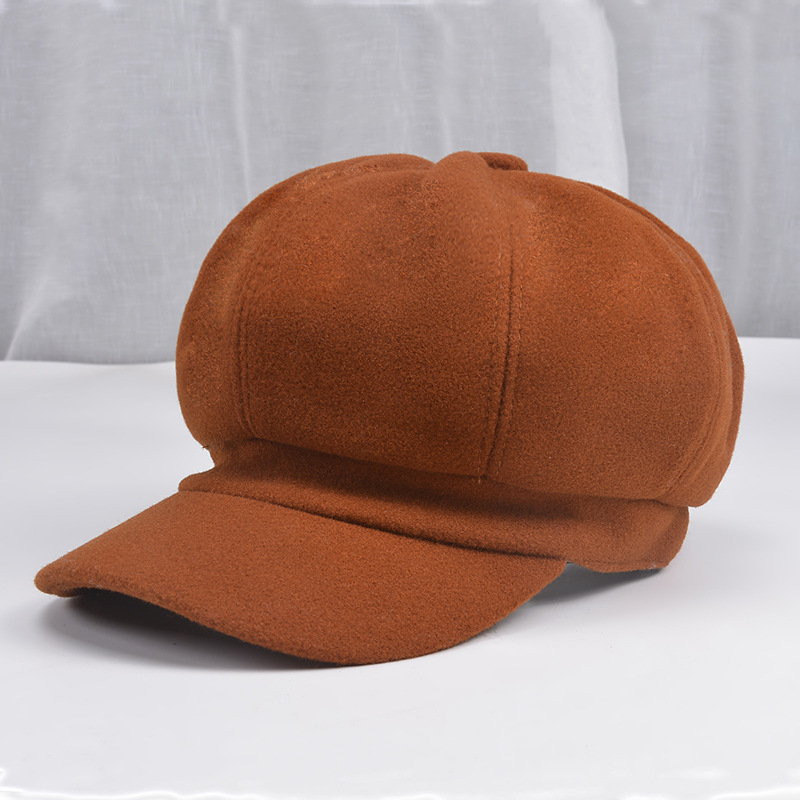 Winter Newsboy Caps Women Newsboy Gatsby Cap Octagonal Baker Peaked Beret Driving Hat Female Hats Painter Tour Cap Fast: Caramel