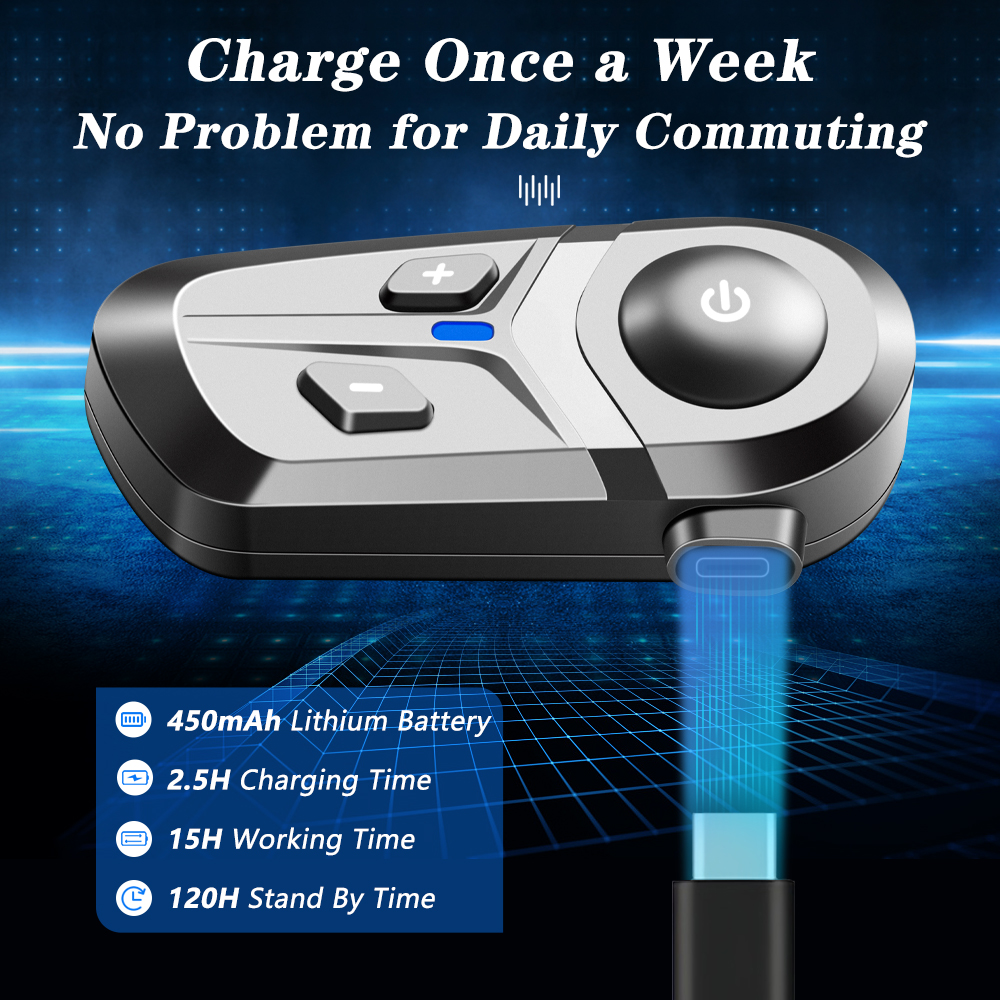 L1 Motorhelm Bluetooth-headset Bluetooth 5.3 Antwoorden automatisch inkomende oproepen IP67 Waterdicht