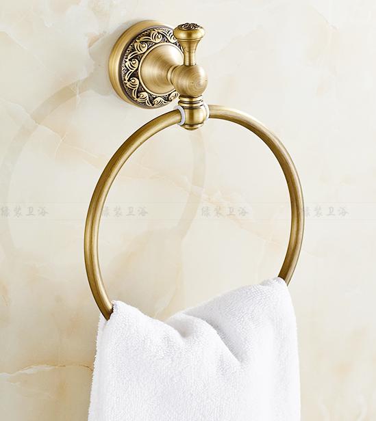 Antique Brushed Brass Bathroom Accessories Sets European Carving Bronze Bathroom Hardware Set Bathroom Products Rw2: towel rings