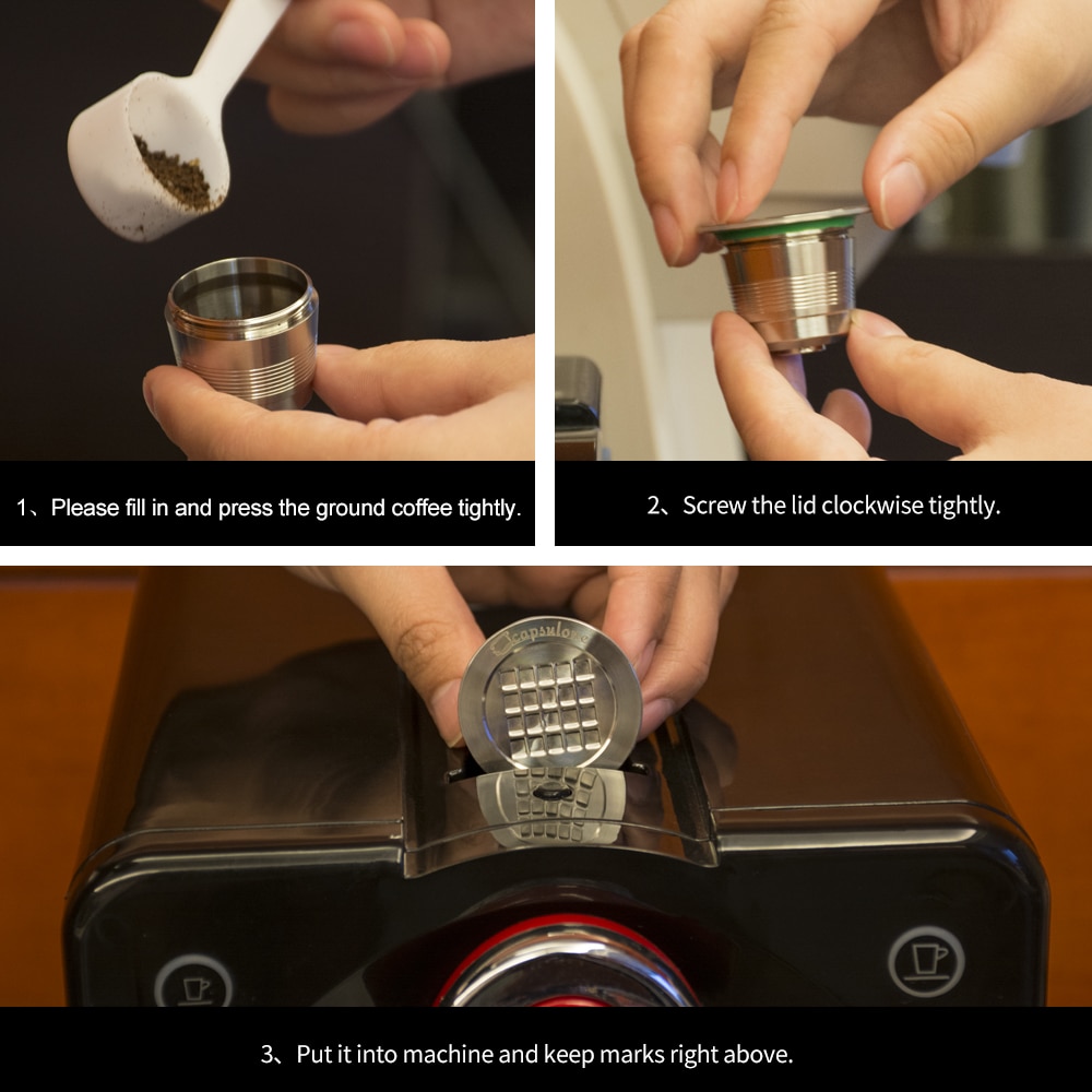 Capsule métallique en acier inoxydable, pour café, rechargeable et réutilisable, Compatible avec la Machine Nespresso