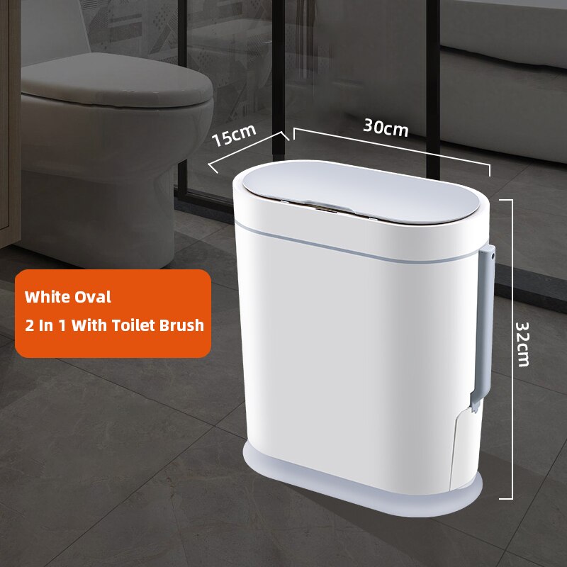 Joybos Smart Trash Can Sensor Automatic Wastebin Narrow Basket With Lid Electronic Smart bucket Dustbin Recycling for Bathroom: With brush
