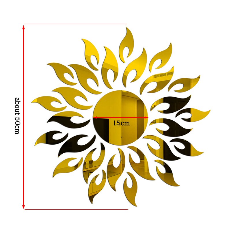 Sun Mirror Wall Sticker 3D TV Background Stickers Grandado