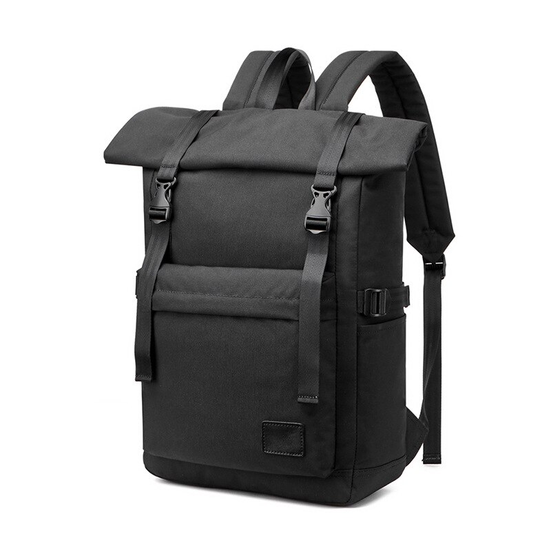 Vzva 2020 mænds rygsæk afslappet college stil lærred vandtæt college student skoletaske business computer rygsæk: Sort