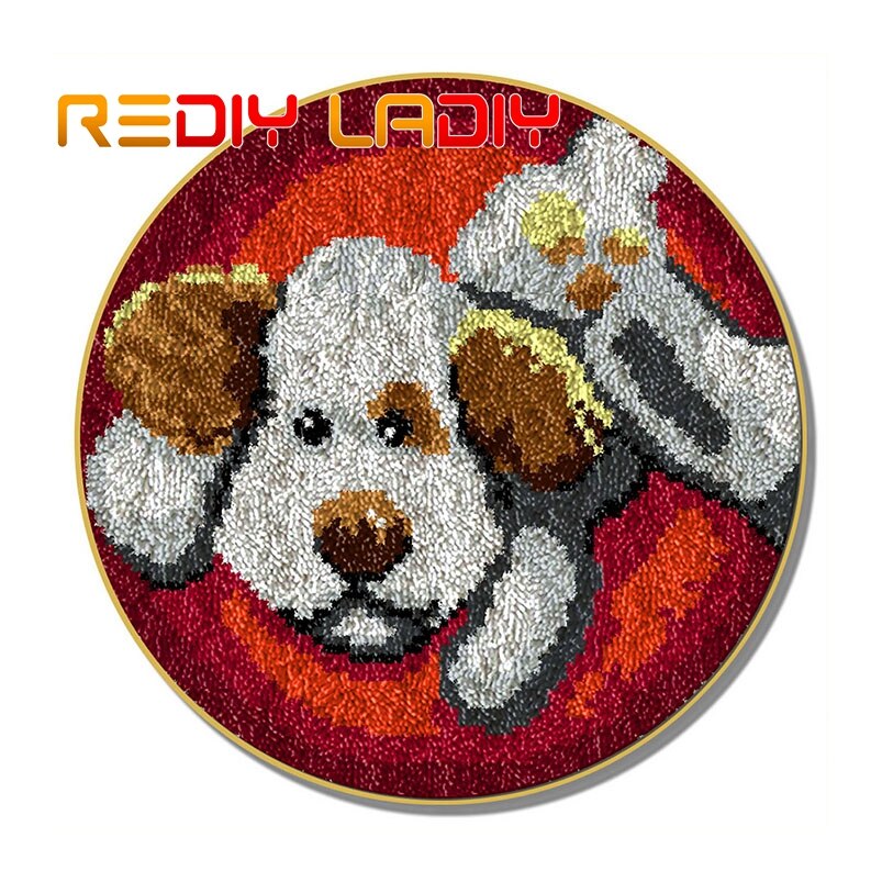 Klink Haak Tapijt Voetbal Icoon Haken Tapijt Tapijt Acryl Garen Pre-Gedrukt Canvas Kussen Mat Gehaakte Tapestry Latched Haak kit: ZD023