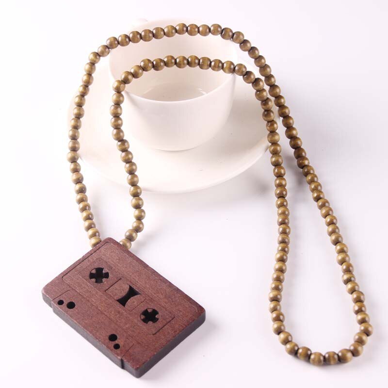 Verdere Verlagingen Cassette Tape Hanger Good Wood Hip-Hop Houten 5 Kleuren Mode Mannen Ketting: NC36