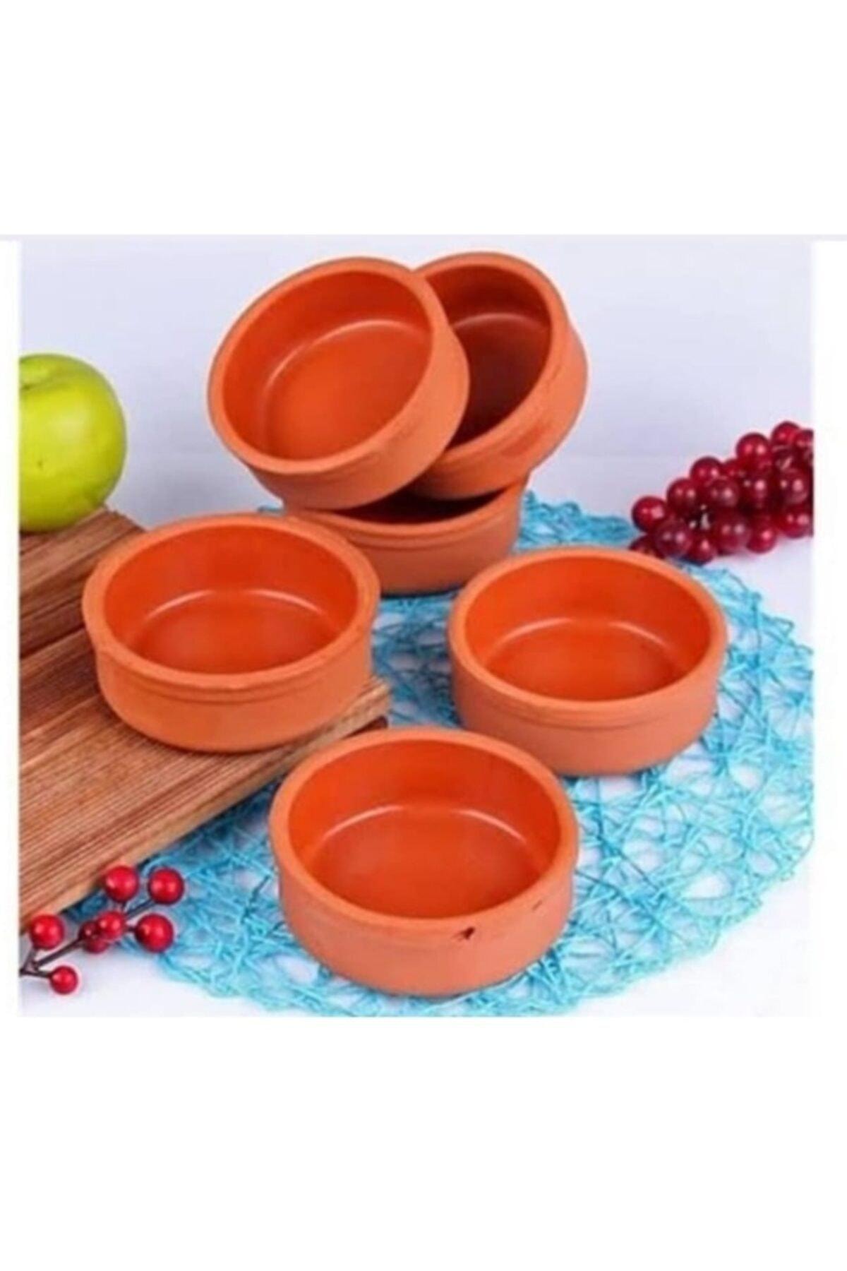 6 Pcs Aarde Braadpan Set-Dienen Kom Rijst Pudding Kom Vaatwasmachinebestendig, 100 Natuurlijke Braadpan Turkije Maken, 12x5cm