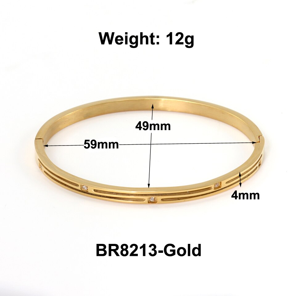 Hot!! Nowe piękne miłośników bransoletki kobieta bransoletki 18 K bransoletki ze stali nierdzewnej wkładka cyrkonia złota damska biżuteria na prezent: BR8213-Gold