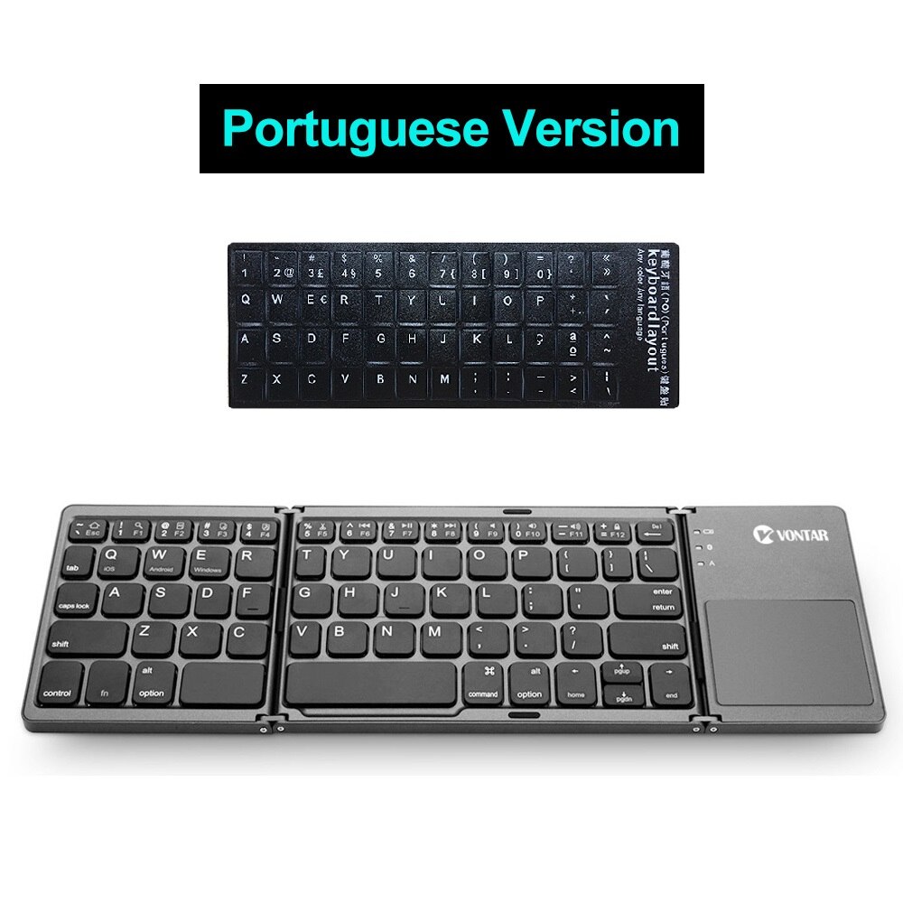 Tragbare Falten Bluetooth Mini Tastatur Faltbare Drahtlose Klavye Touchpad Russische En Tastatur für IOS/Android/Fenster ipad Tablette: Portuguese Schwarz