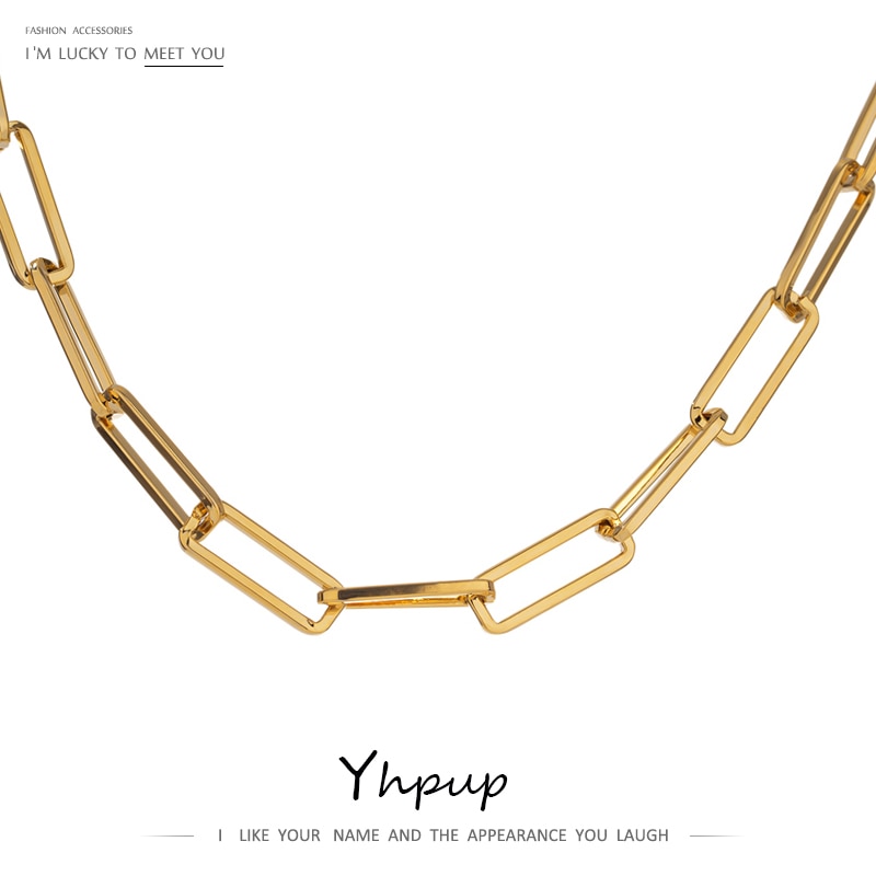 Yhpup-collier minimaliste avec chaîne en métal doré pour femmes, de fête, été