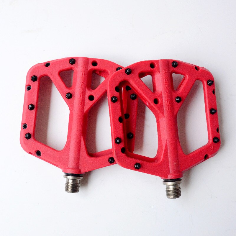 FIFTY-FIFTY Mountain Bike Pedal MTB Bicycle Flat Pedal non-slip nylon ultra light flat pedals: Red