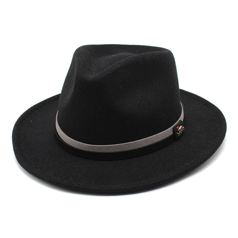 Classic Soft Wool Felt Fedora For Men Women Autumn Winter Retro Trilby Jazz Hat Curved Brim Dress Hat: black